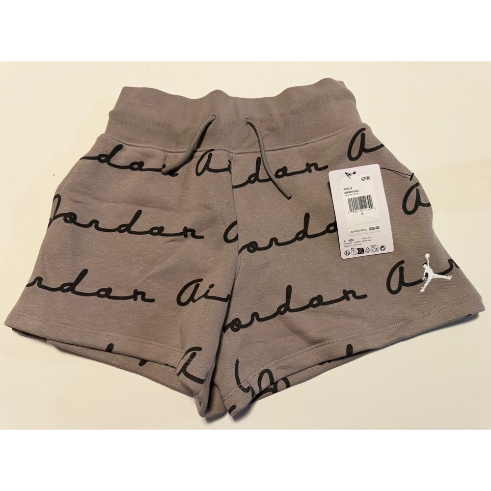 Jordan Girls All Over Print Fleece Shorts Enigma Stone 45F469-G5O Small NWT